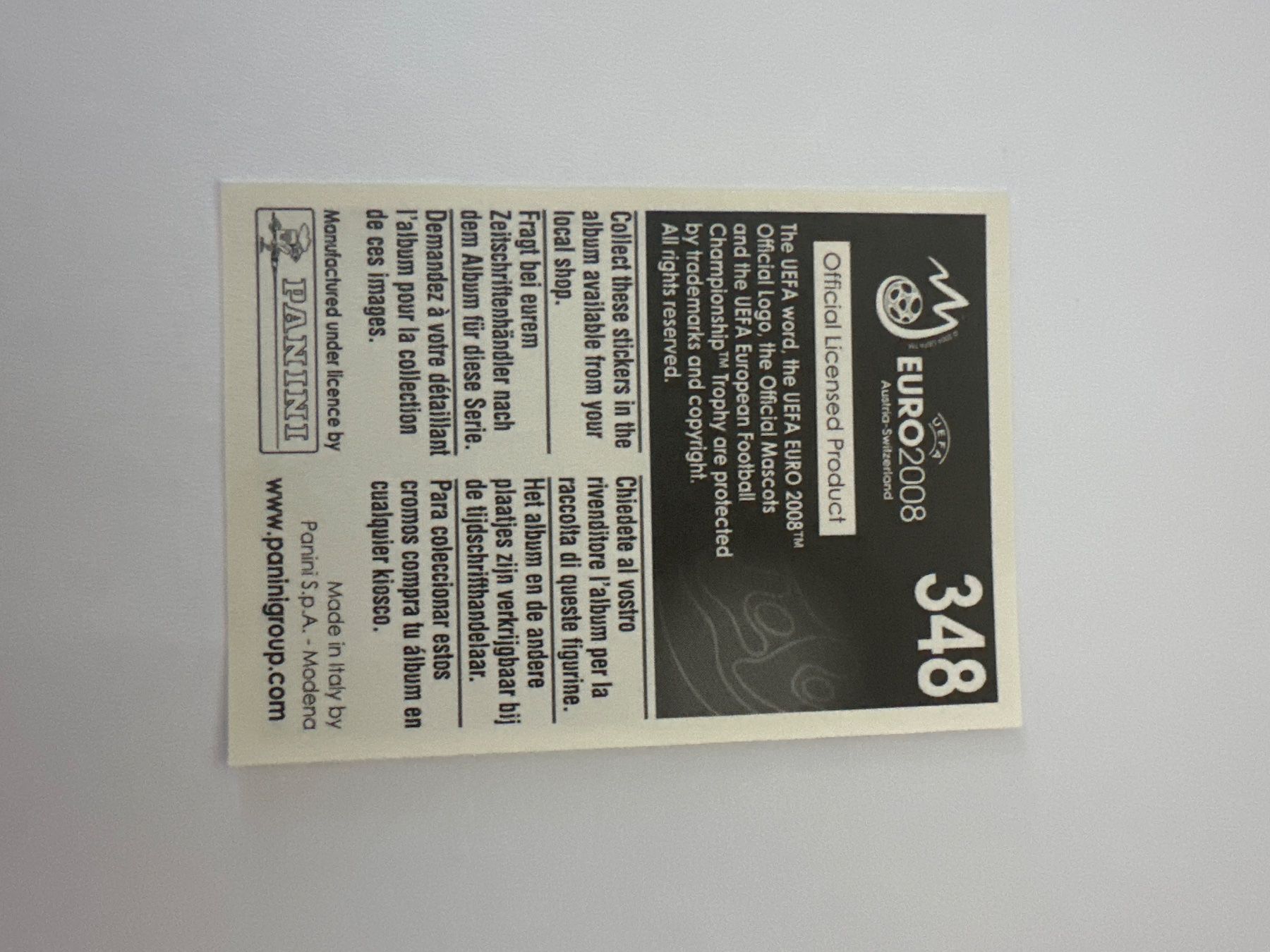 Panini Cartes à collectionner: Panini UEFA EM 2008 Sticker - Nr. 348 – D'occasion à Sulz AG par DealWerk 1