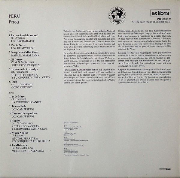 Dischi in vinile: PERU - PÉROU Near Mint LP Ex Libris Swit – Usato da Genève venduto da Cockattoo 1