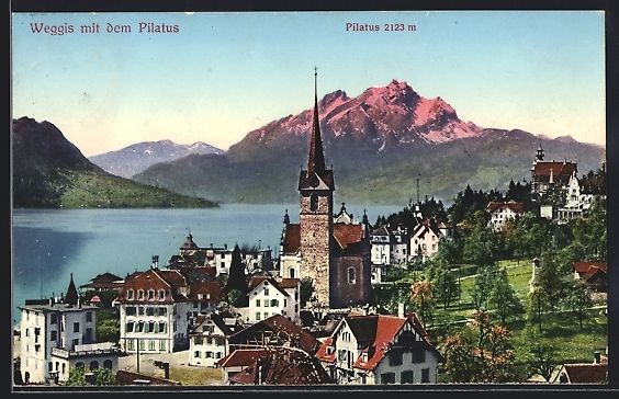 Ansichtskarten: Weggis, Blick auf den Ort mit Kirche und – Gebraucht aus Berlin von bartko-reher