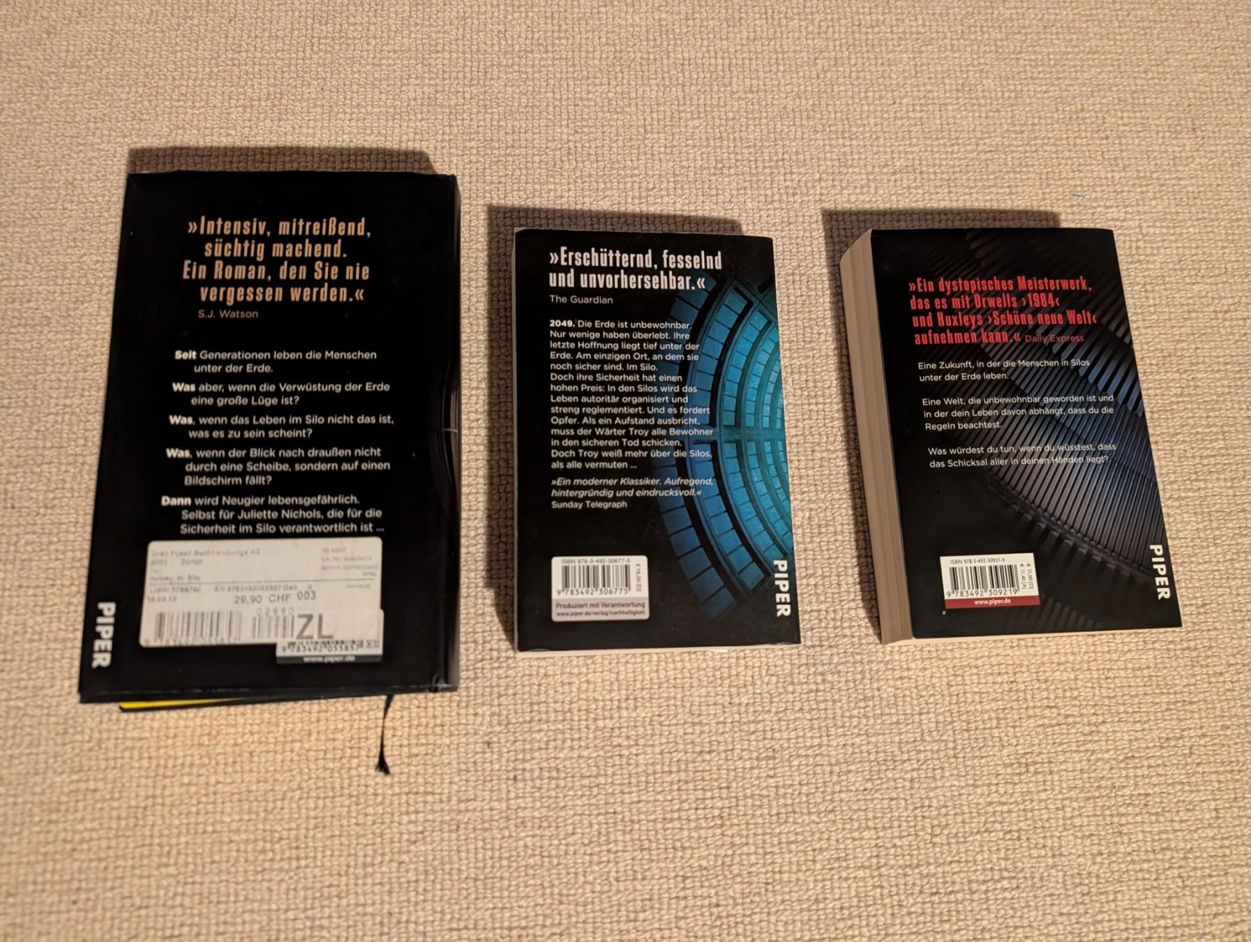 Bücher: Hugh Howey "Silo" "Level" "Exit" Roman 3er Set (DE) – Gebraucht aus Winterthur von Heftith 1