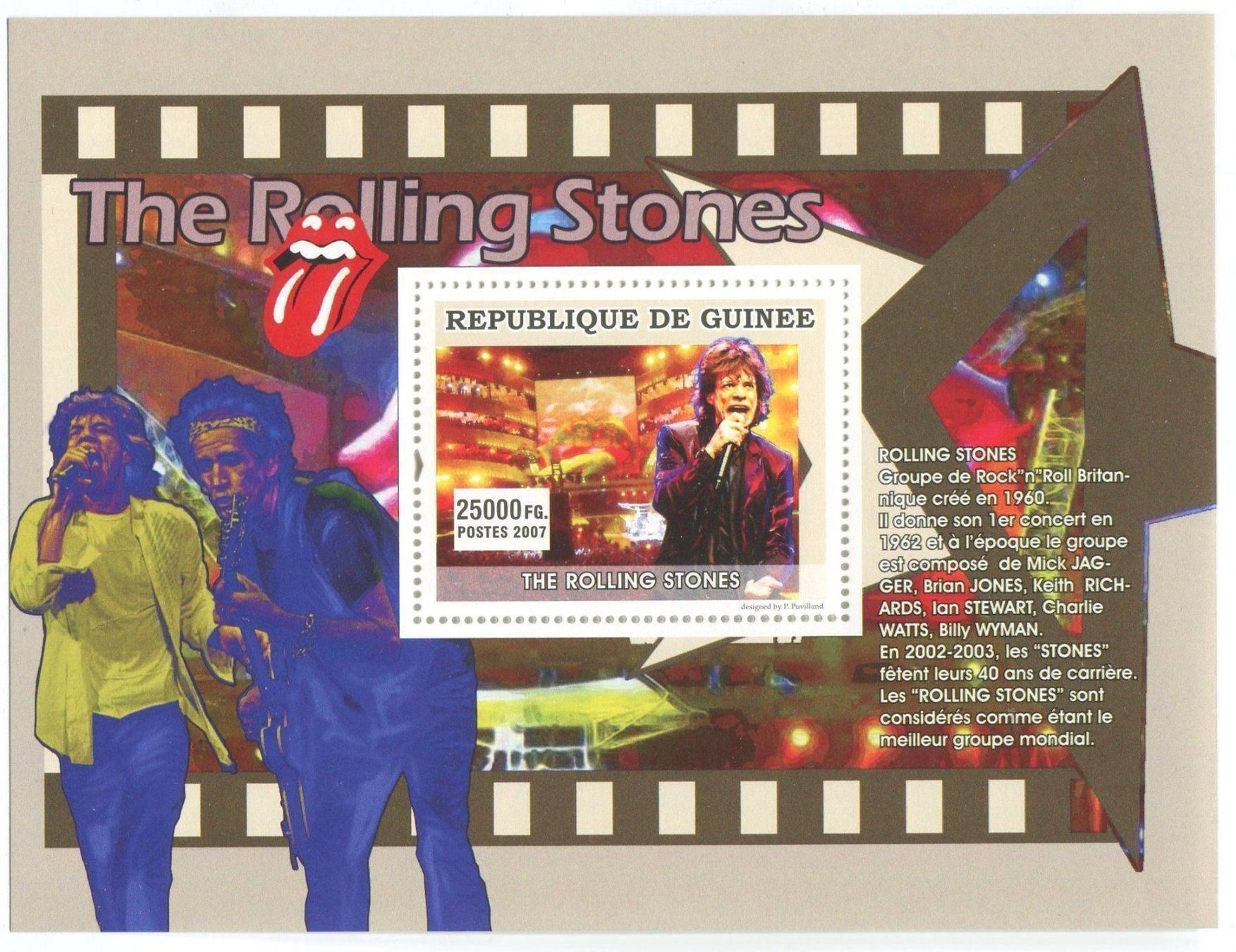 Alle Briefmarken: Block "The Rolling Stones". Guinea. – Neu und originalverpackt aus Basel von Butsch5