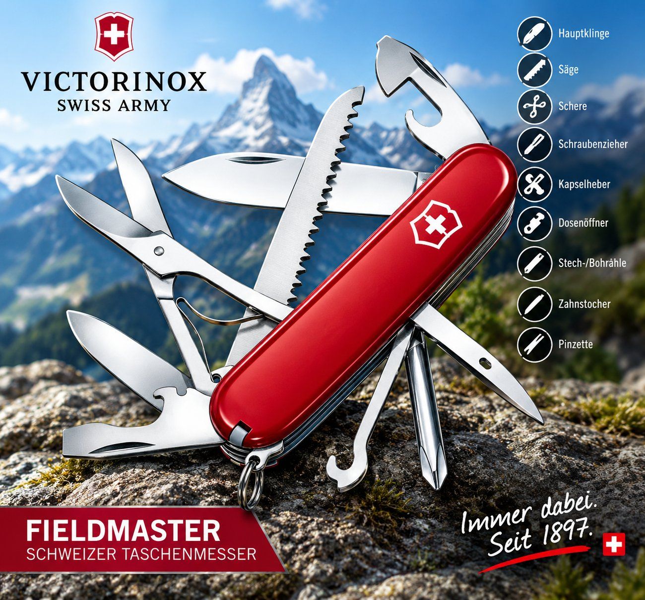 Victorinox Taschenmesser: Victorinox Fieldmaster Schweizer Taschenmesser – Neu und originalverpackt aus Jegenstorf von Bracher_Store