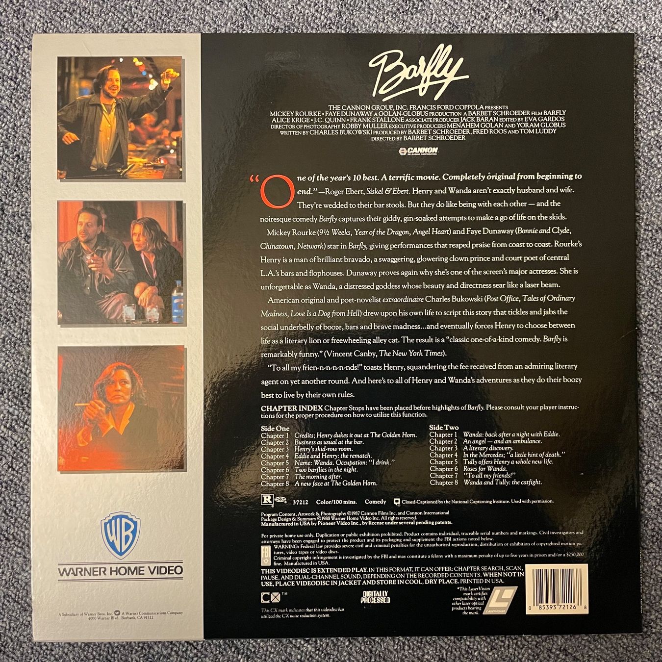 Alle DVDs: Mickey Rourke: BARFLY - LASER DISC - Englisch Orig. – Gebraucht aus Stans von Brode 1