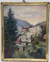 Original Landschaft Gemälde unleserlich signiert mit Rahmen