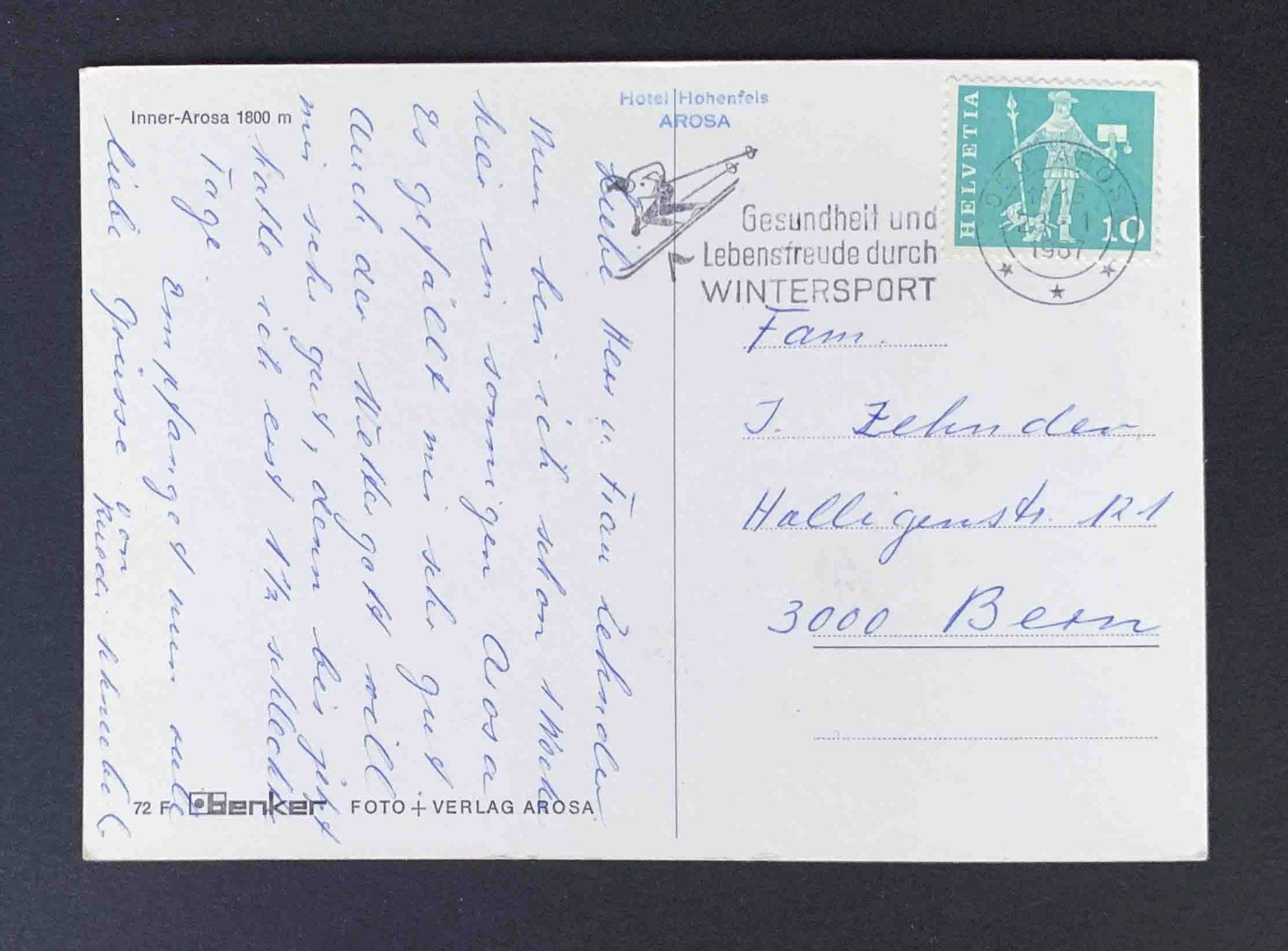 Cartoline postali: AK Inner Arosa  Hotel Hohenfels – Usato da Goldau venduto da artelier1 1