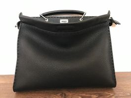 New Fendi Peekaboo Iconic Fit - Handle Black Leather Bag