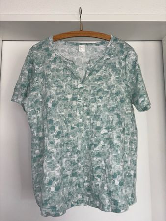 Sommerliches T-Shirt Gr. 44 Mintgrün/Weiss