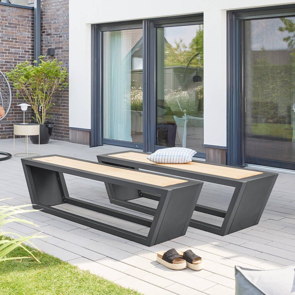 Set di tavolo e panche: Sitzgarnitur NOX aus Stahl - Anthrazit - 2x Bank – Usato da Wallenwil venduto da toesstal-vertrieb
