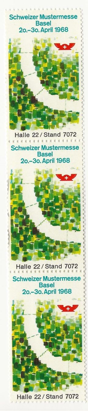 Tutti i francobolli: 1968 Mustermesse BASEL 3 x Vignette postfrisch Stand 7072 – Nuovo (secondo la descrizione) da Müswangen venduto da buyin