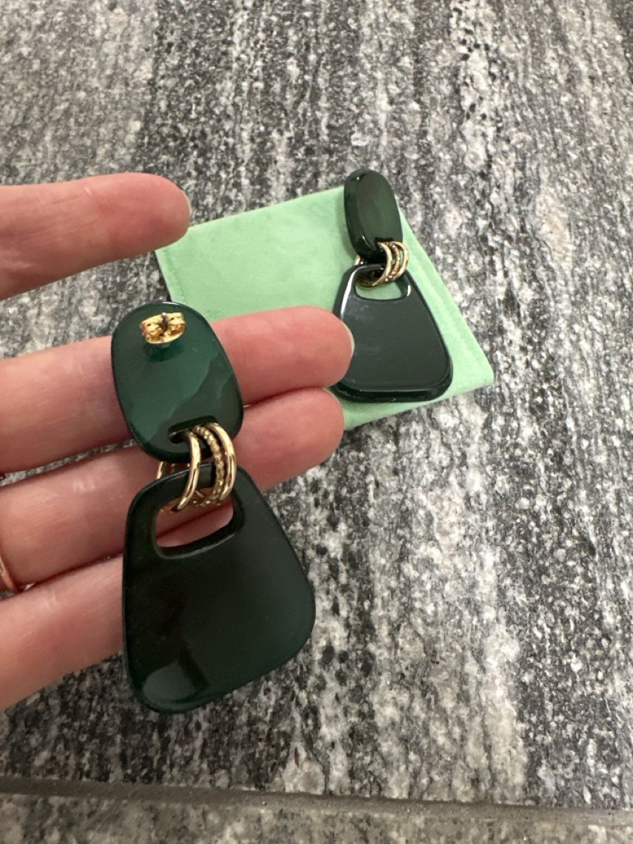 Orecchini pendenti & Orecchini a lobo: Statement earrings: Emerald green, gold accents – Usato da Sementina venduto da NinaDel 2