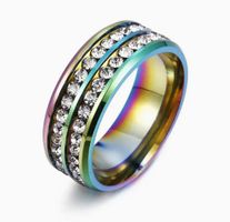 EDELSTAHLRING, REGENBOGEN,STRASS,GR. 5, CA. 1.5CM