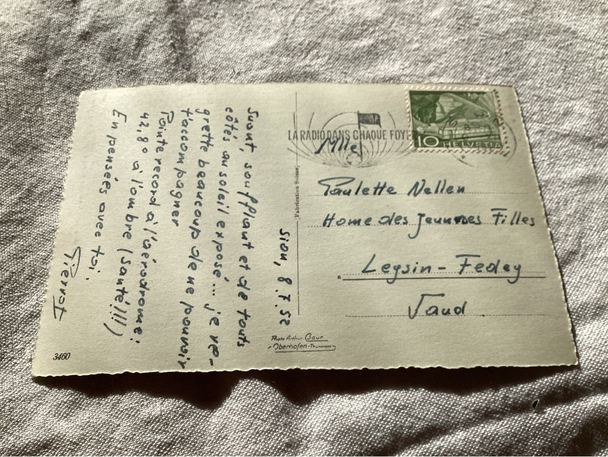 Cartoline postali: Sion vampire devant Valére et Tourbillon 1952 – Usato da Luc (Ayent) venduto da Rebouille 1