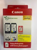 Orig. Canon PG-545 + CL-546 Patronen + 50 Blatt Fotopapier