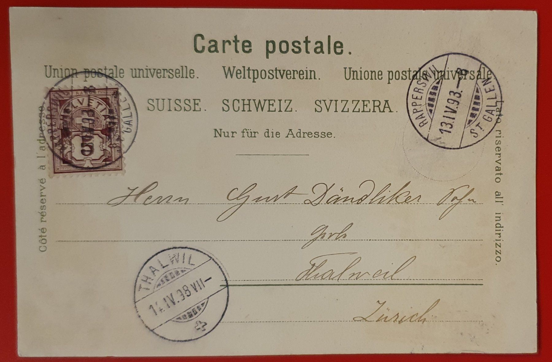 Ansichtskarten: Gruss aus Rapperswil 1898 – Gebraucht aus Kreuzlingen von Rschweiz1 1