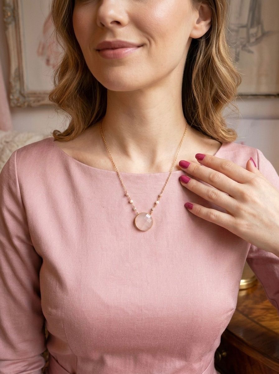 Catenine: Collier délicat quartz rose – Nuovo e nell'imballaggio originale da St-Maurice venduto da Sandrinette123 3