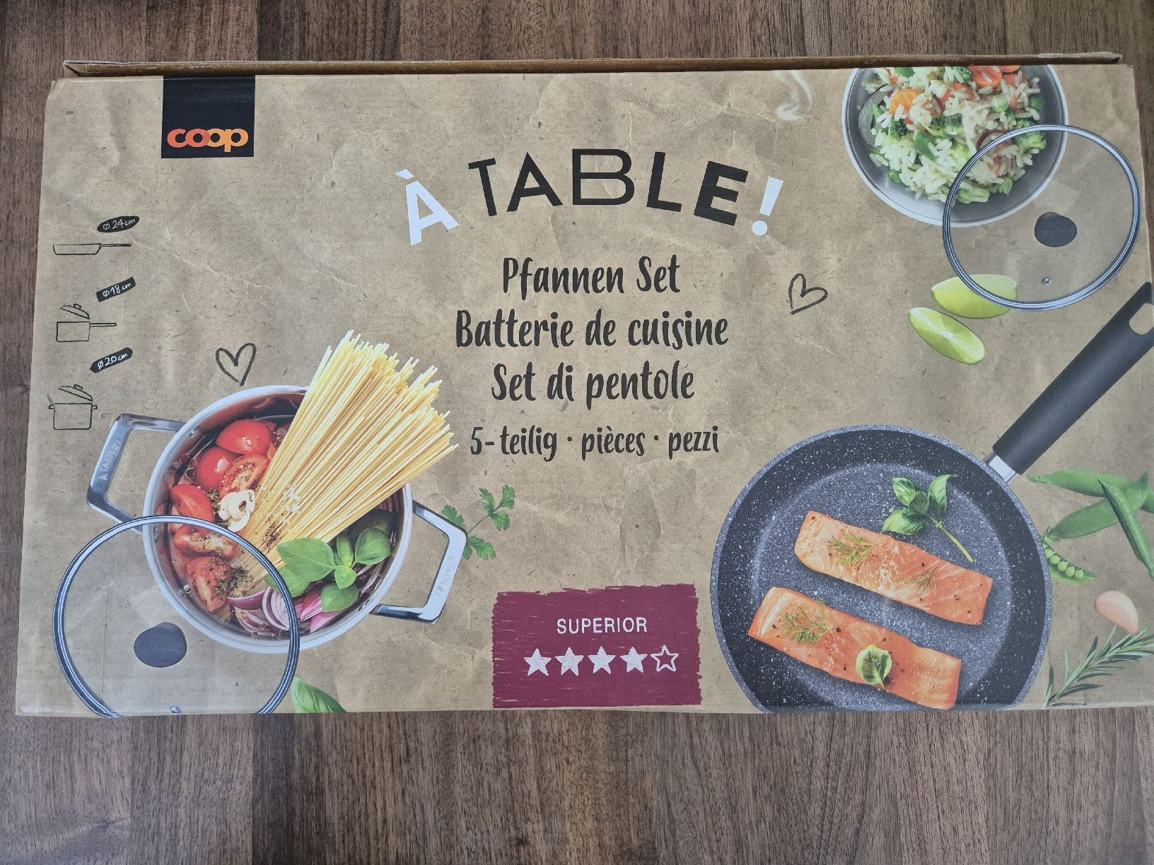 Pfannen: À TABLE! Pfannen Set 5-teilig neu – Neu und originalverpackt aus Steffisburg von Mallekobold