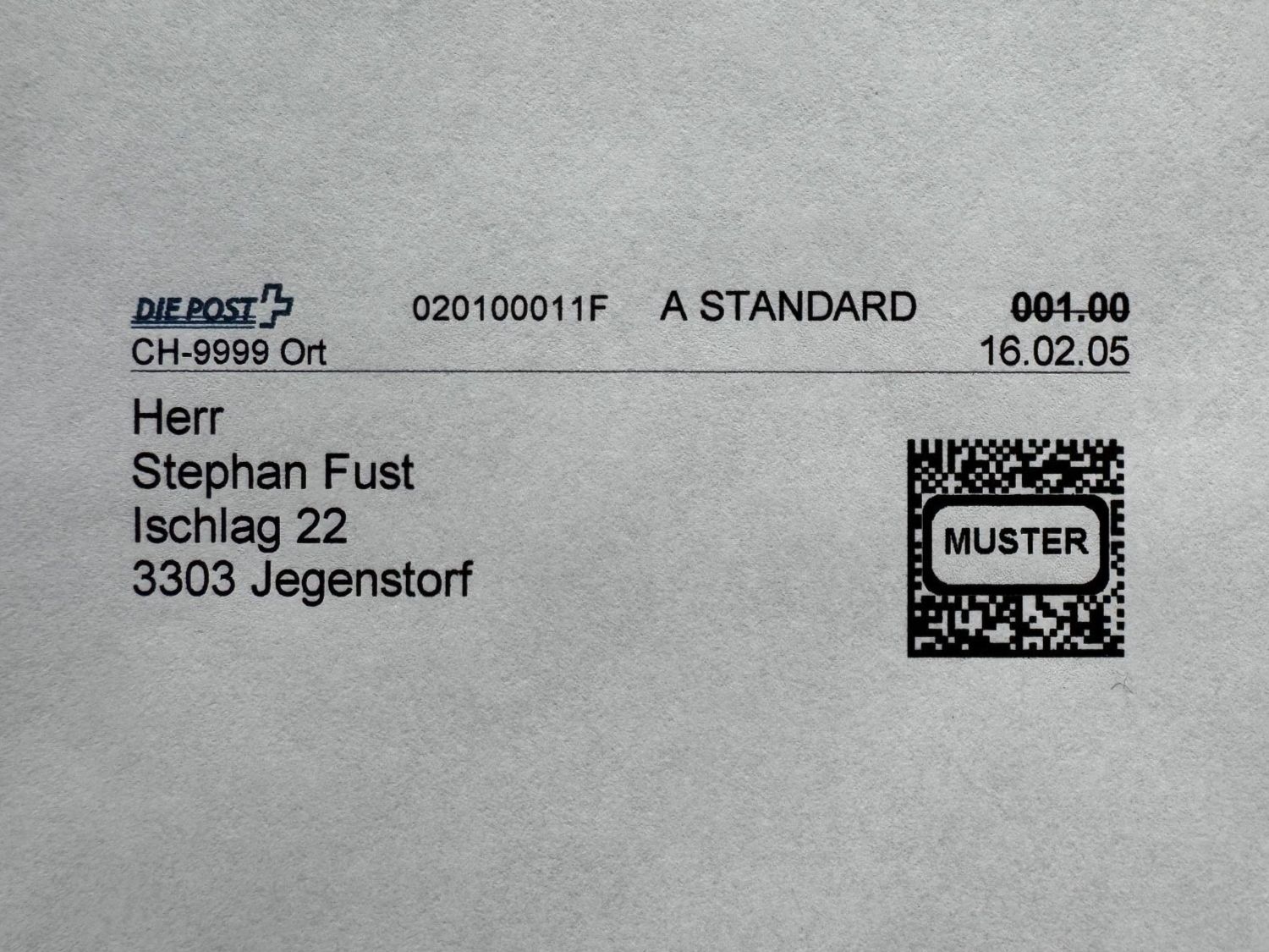 Tutti i francobolli: WEBSTAMP PC 2.1 MUSTER, 1x A-Brief, 1x B-Brief – Usato da Jegenstorf venduto da lemur 2