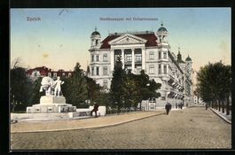 Zürich, Stadthausquai mit Geiserbrunnen