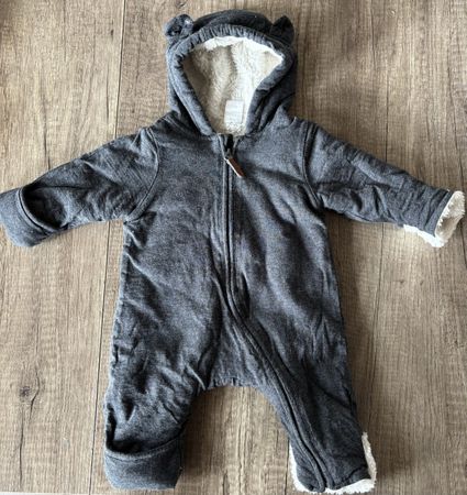 Baby Overall dunkelgrau mit Kapuze gefüttert grösse 56 