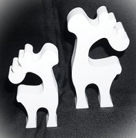 2 Resin Gipss, Elche, weiss, Winter Deko, Skandinavisch