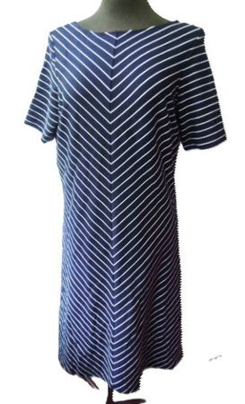 s.Masse Gr. 44 BONITA Kleid d'lblau weiss stretch ÜBERGANG