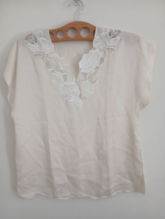 Habella Silk Cream Shirt Size 