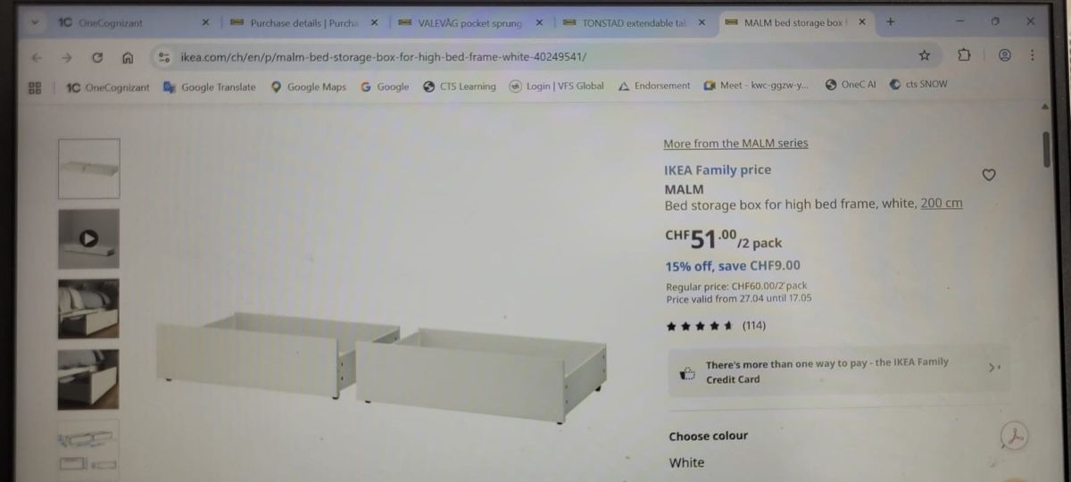 Letti: MALM IKEA Bed Frame, 2x Storage Drawers, White, 160x200cm – Nuovo (secondo la descrizione) da Dübendorf venduto da kor_vl99 2