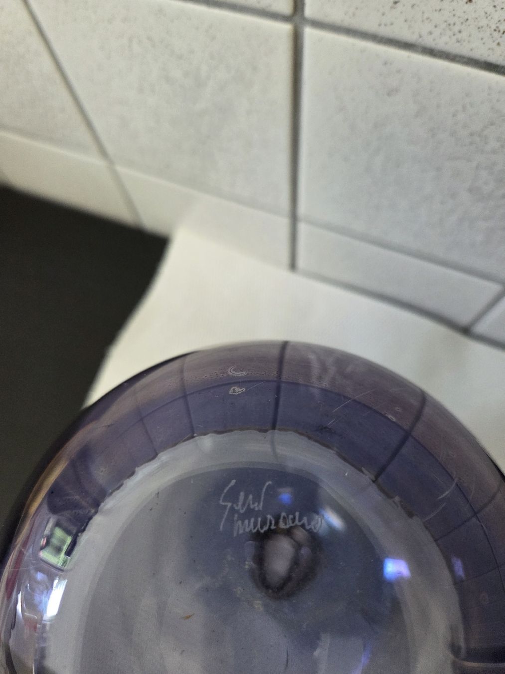 Murano Vasi & Recipienti: Violette Murano Glasvase, signiert – Usato da Dietikon venduto da Allegra34 5