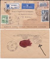 Late use ◎ZÜRICH FLUGPOST on R-Airmail Colombo Thomas Cook