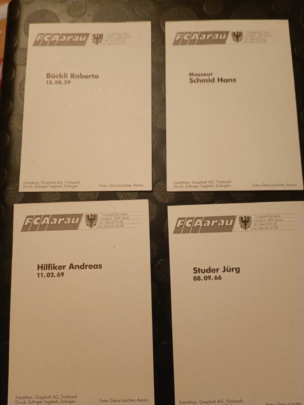 Autografi: FC Aarau - 4x handsignierte alte  Karte - Set 3 – Usato da Menziken venduto da Artographs 1