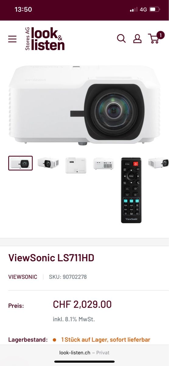 Viewsonic Videoprojektoren: ViewSonic LS711HD Projektor neu  – Neu und originalverpackt aus Kleindöttingen von specializedbike5170