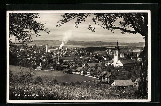 Ansichtskarten: AK Flawil, Totalansicht, 1947 – Gebraucht aus Berlin von bartko-reher