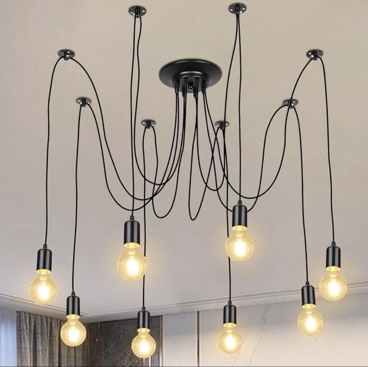 Lampadari & plafoniere: Deckenleuchte Pendelleuchte Hängeleuchte 8flammig schwarz – Nuovo e nell'imballaggio originale da Strengelbach venduto da retourenjaeger.ch