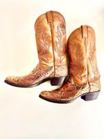 JUSTIN echt Python Schlangenleder Cowboystiefel Grösse 11