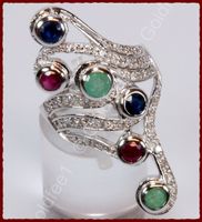 Stylischer Multicolor Ringe 925 Silber