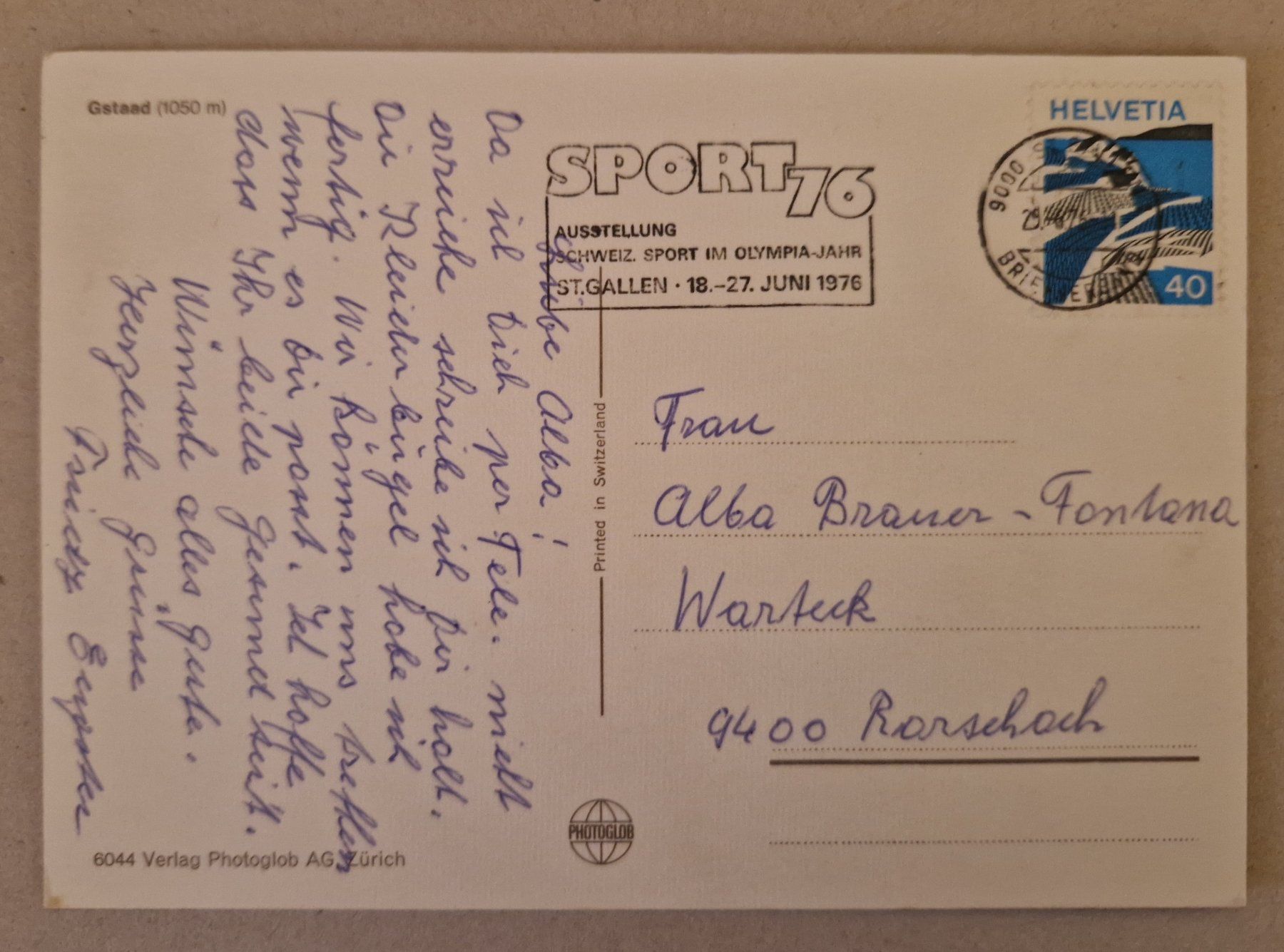 Cartoline postali: Gstaad 1976 – Usato da Melchnau venduto da Fishel 1