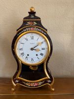 Bucherer Tischuhr, Schwarz/Gold mit Blumen