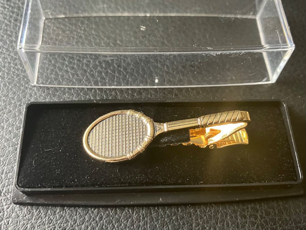Clip de cravate Raquette Tennis 1908, pince, fixe-cravate / England / Wimbledon