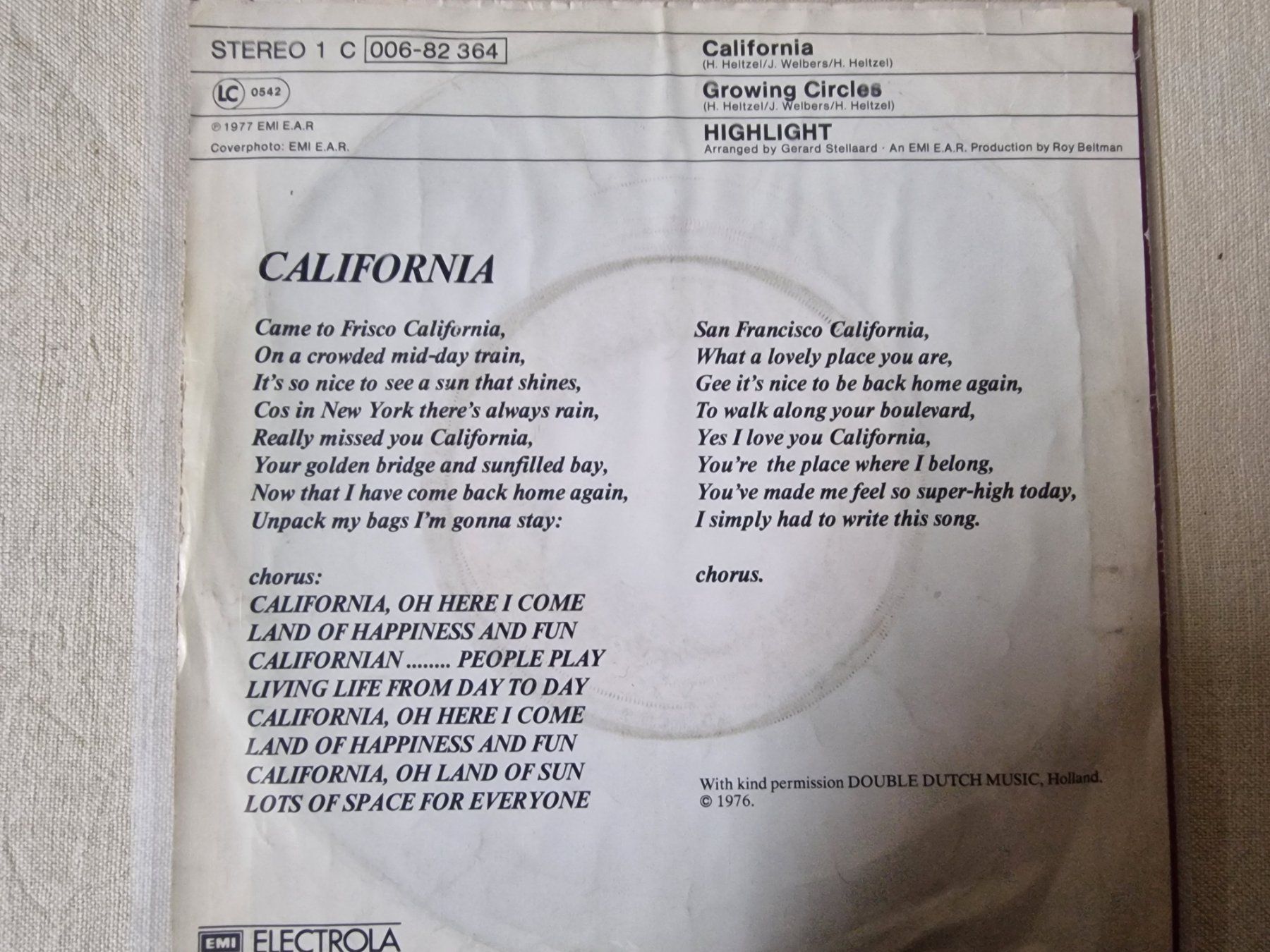 Schallplatten: Highlight Single – California – Gebraucht aus Root von atelier22 1