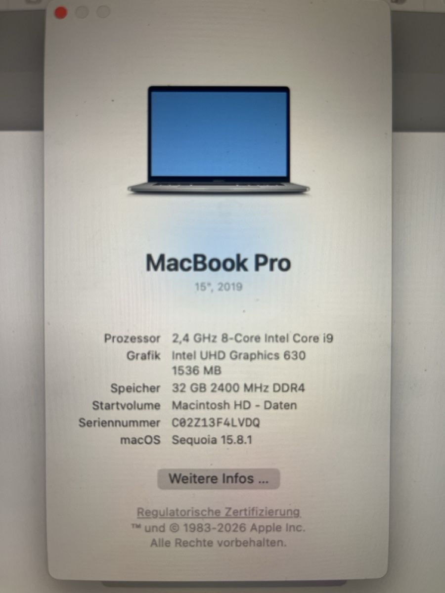 Apple Notebook: MacBook Pro 15“, 2019 – Usato da Schaffhausen venduto da juf_98r9 3