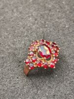 Vintage 925er Silber vergoldete Ring Granate Top