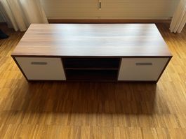 Modernes TV-Lowboard Nussbaum/Weiss – Gebraucht