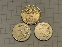 Lot Albanien 1/4 Lek 1927, 2 x 5 Lek 2023