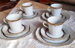 Winterling 4er-Set Kaffeeservice + Dessertteller Kobalt/Gold