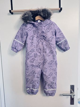 Winteroverall/Schneeanzug lila mit Bärenmuster Grösse 86