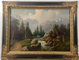 Grosses Öl Gemälde von Johann Kindorf 1907