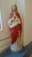 Jesus Figur Herz Jesu Figur mit Sockel, Vintage, gebraucht