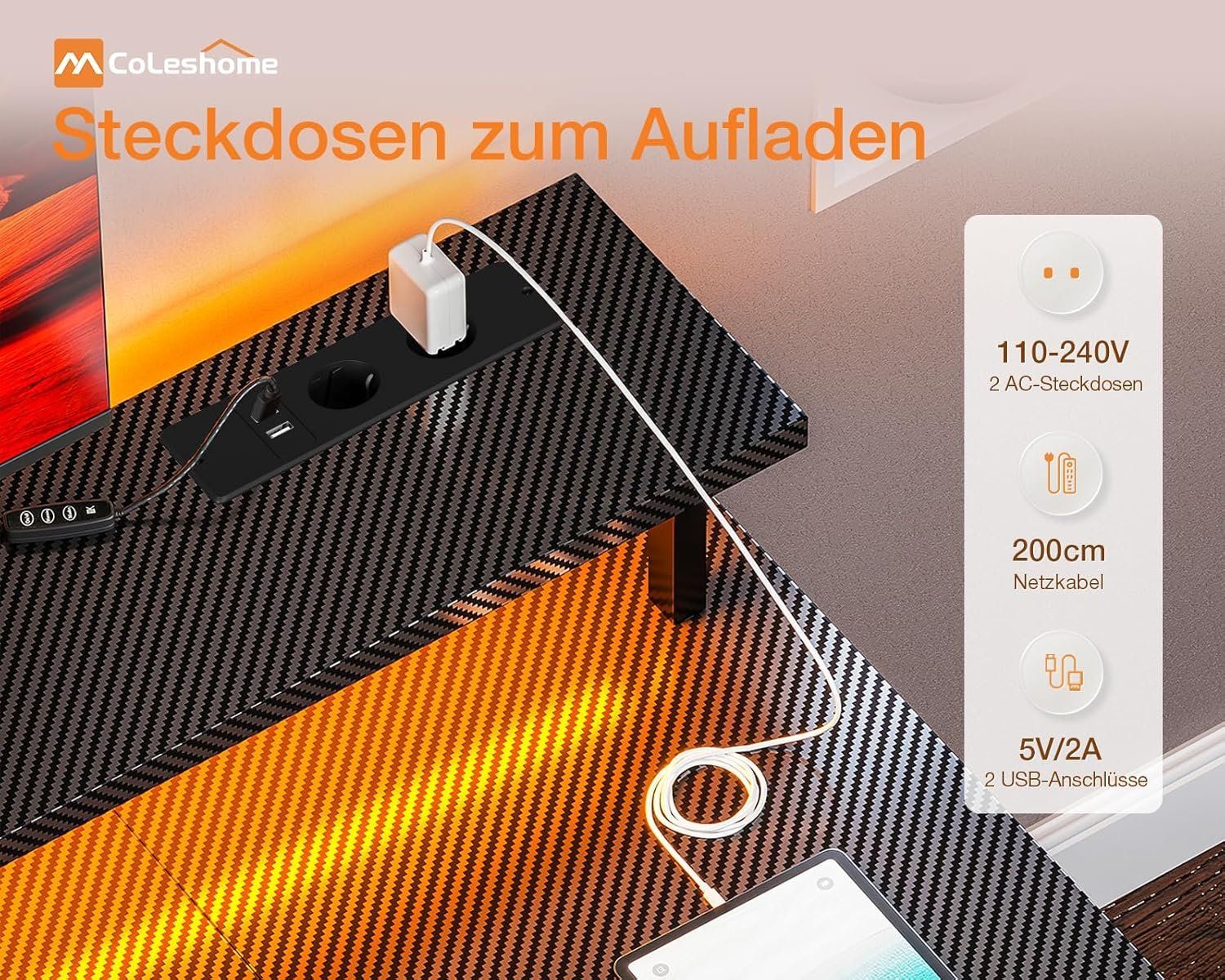 Schreibtische: Gaming Tisch LED USB Steckdose Monitorständer 120cm – Neu und originalverpackt aus Neuhausen von apo_zn9s 3