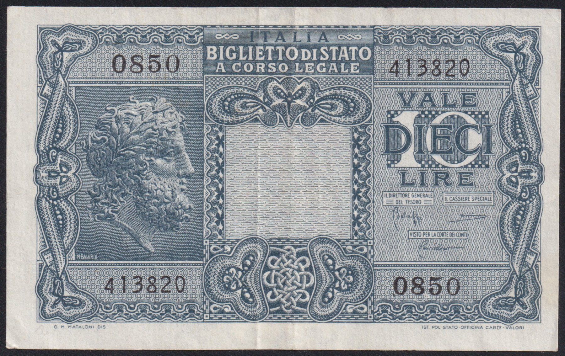 Banconote: Italien 10 Lire 1944 – Usato da Brugg AG venduto da banknoten_muesli