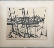 KÜNSTLER ? LITHOGRAPHIE 54X47CM BILDAUSSCHNITT 40X32CM